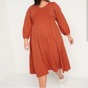 Long Sleeve Fit & Flare Coral Old Navy Dress XXL
